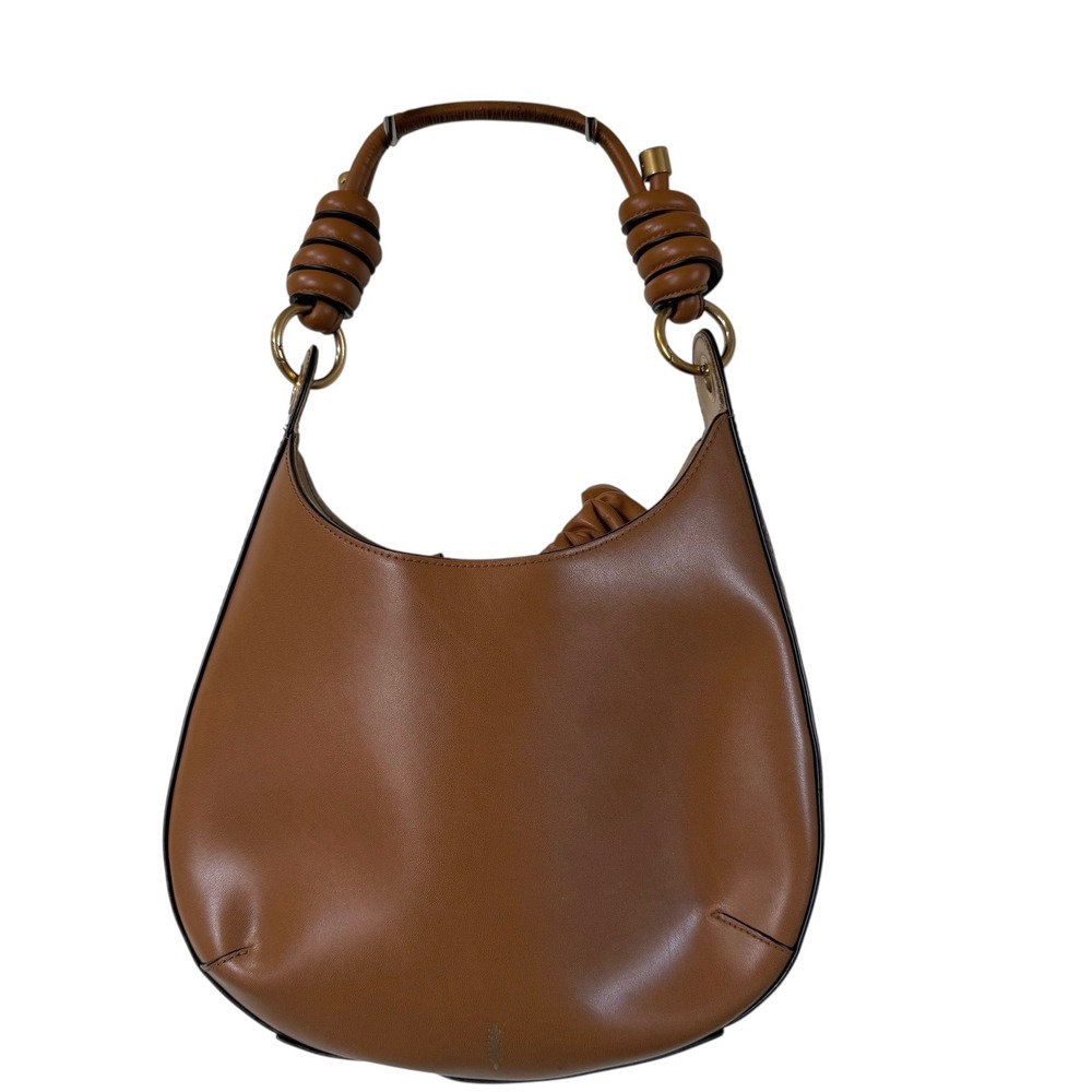 Thacker‎ New York Leather Hobo Bag Womens Medium Tan Good Knotted Handle tote